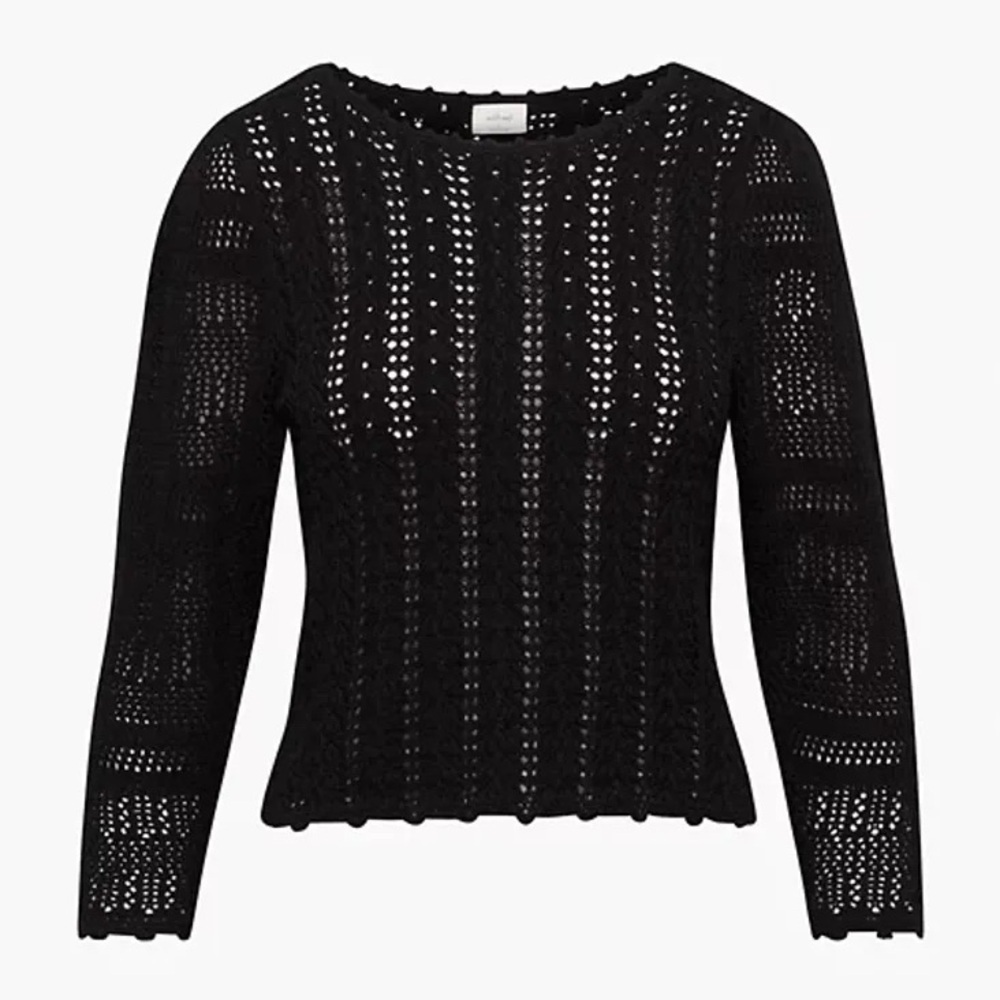 Aritzia Wilfred free black soir crochet knitted black sweater size medium